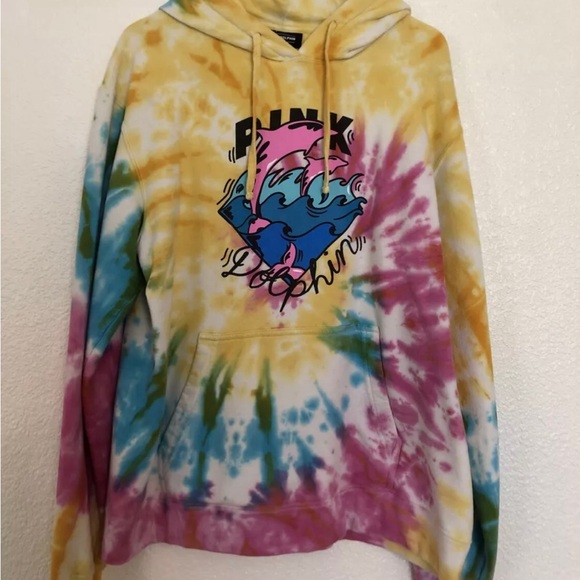 Pink Dolphin Tie Dye Hoodie Pullover Medium - Picture 1 of 4